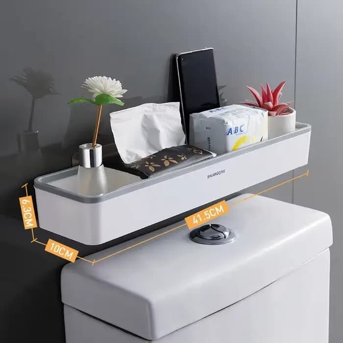 Armoire de rangement murale pour toilettes, support de salle de bain multifonctionnel sans poinçon, 
