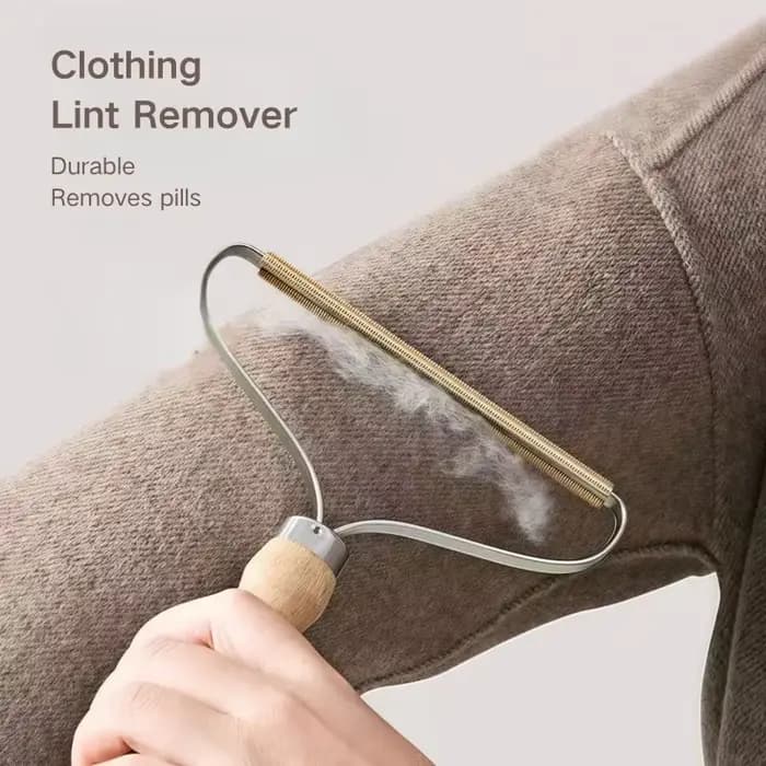 Éliminateur de poils en acier inoxydable avec manche en bois – Éliminateur de peluches et de poils d