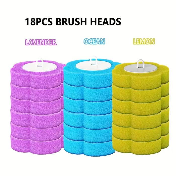 Brosse de toilette avec têtes de rechange jetables, brosse de nettoyage de salle de bain à long manc