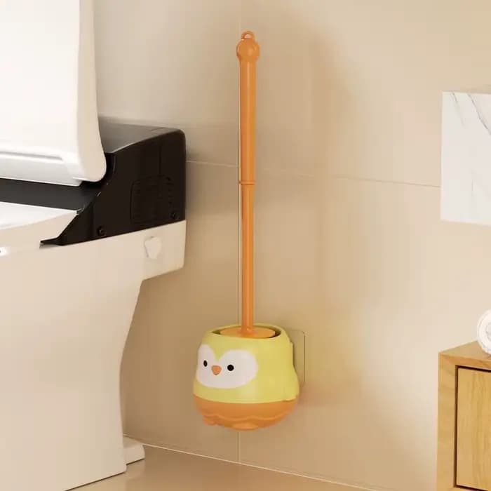 Brosse de toilette de style dessin animé mignon avec base, sans perceuse, murale, conception à long 