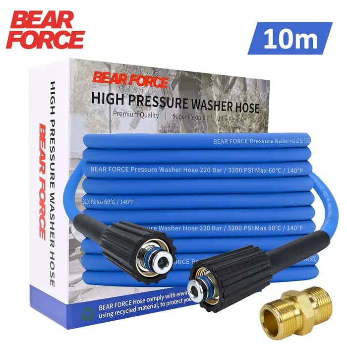 Tuyau d'arrosage haute pression super flexible avec raccord en laiton M22-14/15mm 1/4" x 10M & 220 b