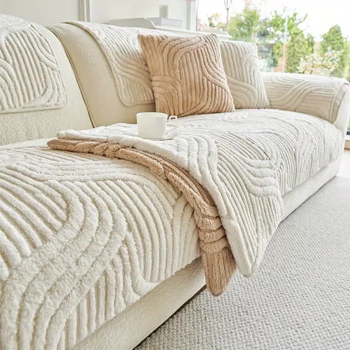 Housse de canapé en velours Style Crream, 1 pièce, serviette de canapé rayée, housse de coussin anti