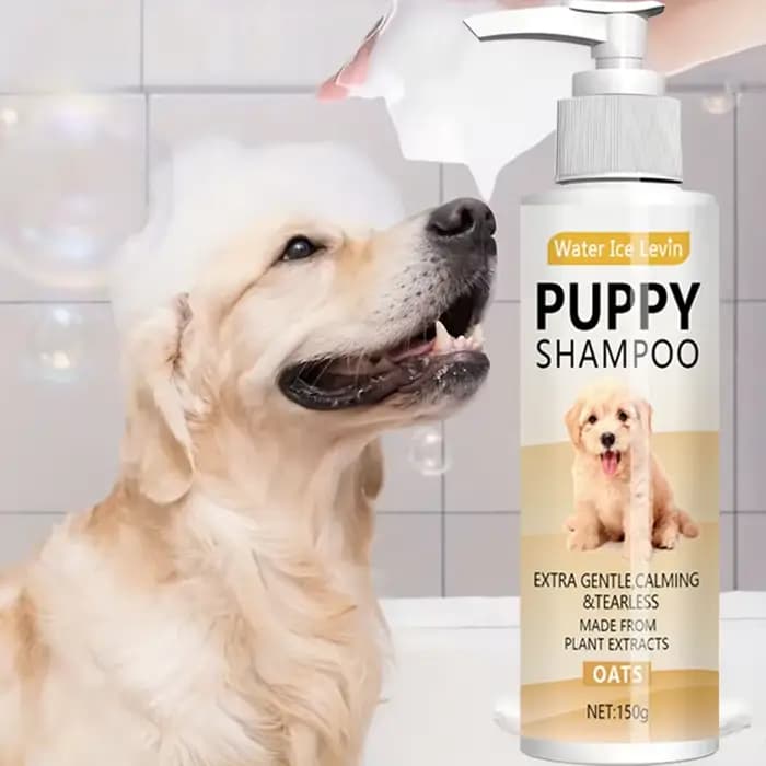 Shampoing apaisant pour chiots à l'avoine pour peaux sensibles, formule hypoallergénique avec aloès 