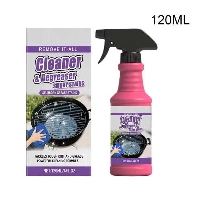 Dégraissant Nettoyant 120ml Multi-usages avec Chiffon Éponge, Spray Dégraissant pour Grilles, Plans 