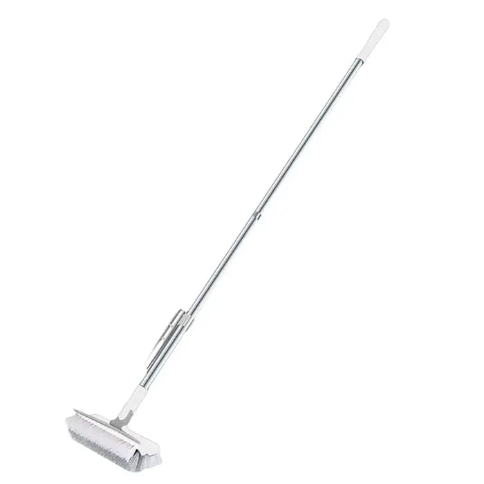 Brosse de nettoyage de sol 3 en 1 180 ° Brosse de nettoyage rotative à long manche avec poils rigide