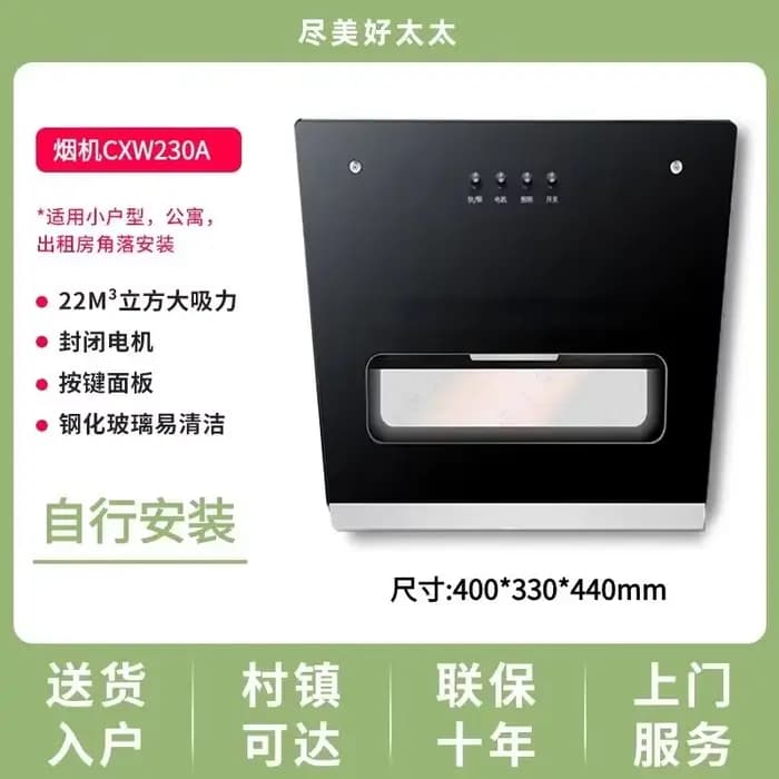 Hotte aspirante puissante 220V pour petite cuisine, sans perçage, pour appartement WDC