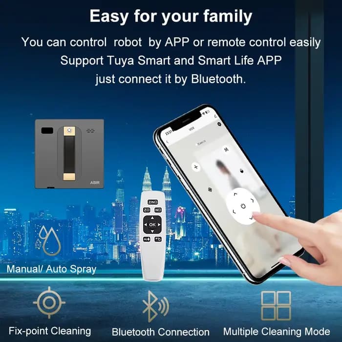 (code promo: HOT888)Robot nettoyeur de vitres ABIR WD8, double pulvérisation d'eau, mémoire intellig