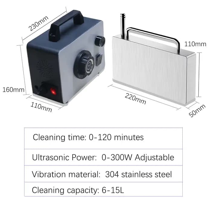 Nettoyeur à ultrasons portable réglable, machine à laver à bulles, puissance sonique, minuterie de b