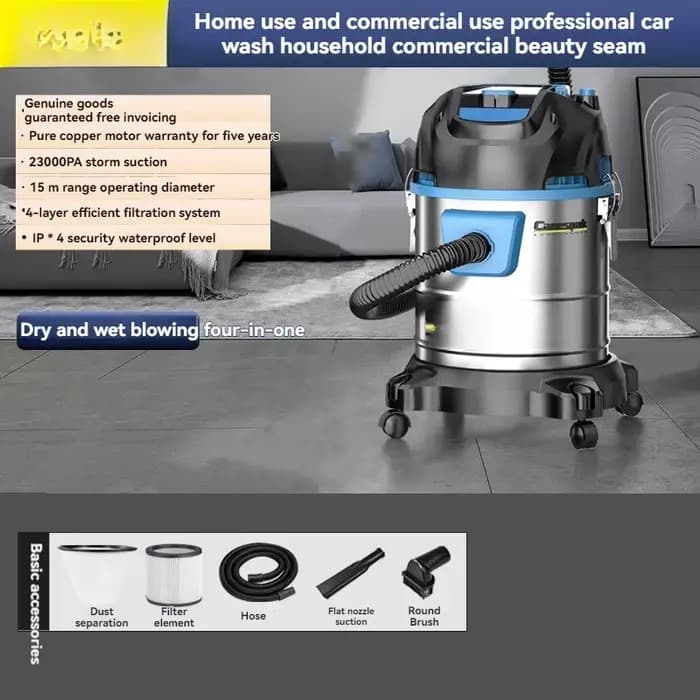 Aspirateur industriel haute puissance pour aspiration sèche et humide, nettoyage et remise en état d