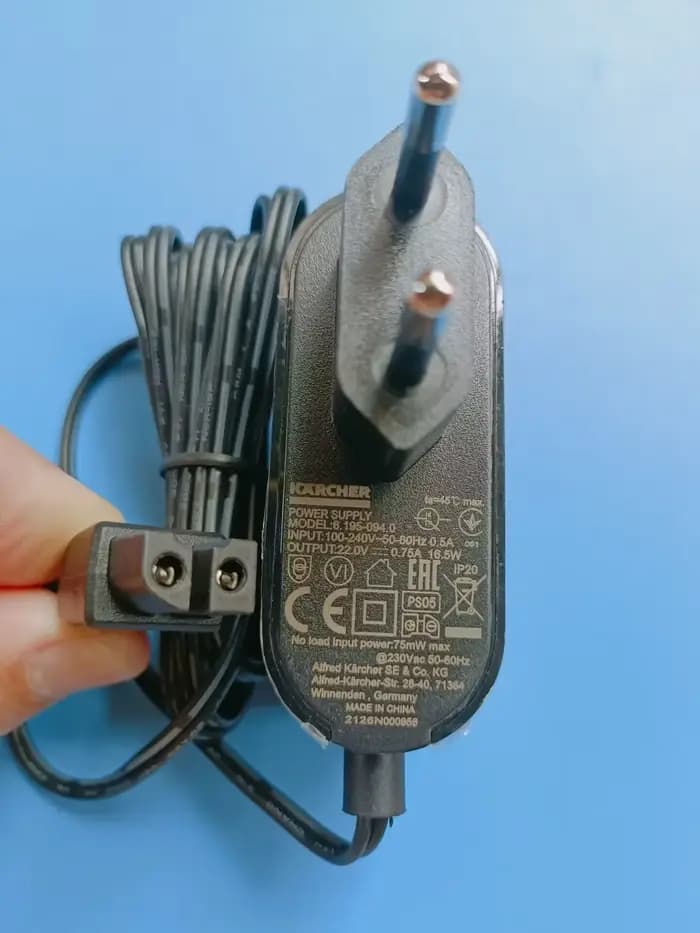 Chargeur d'Alimentation Électrique pour Aspirateur K24/2018 ER, Modèle 6.195-094.0, 22V, 0,75 A