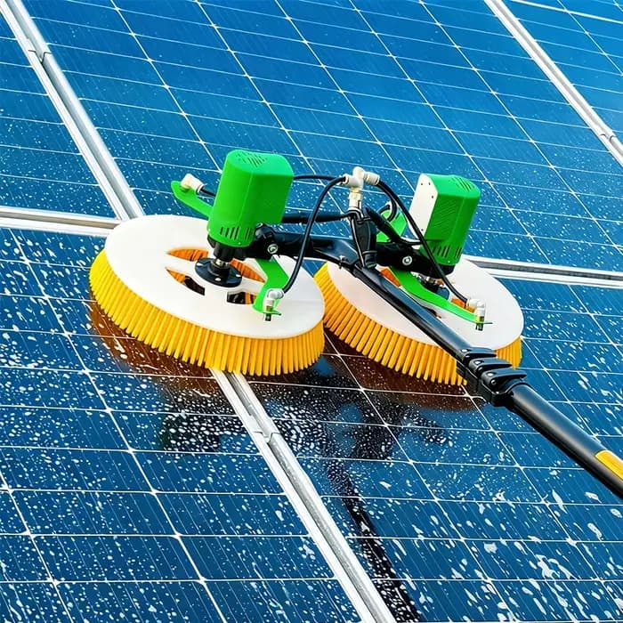 Brosse de nettoyage de panneaux solaires électriques télescopique de 7,5 m à double tête, outil rota