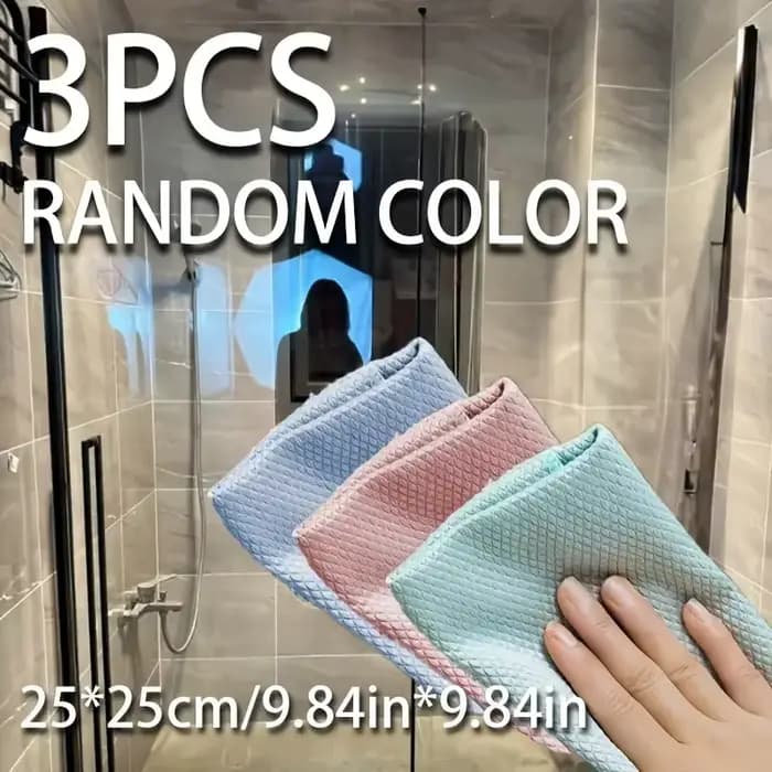 Paquet de 3 chiffons de nettoyage magiques pour le verre |   Détachant sans traces et eau pour vitre