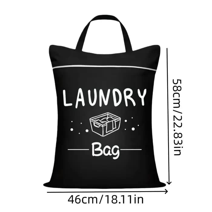 Sac à linge de voyage grande capacité 48*58cm, portable et résistant aux taches, avec poignée réglab