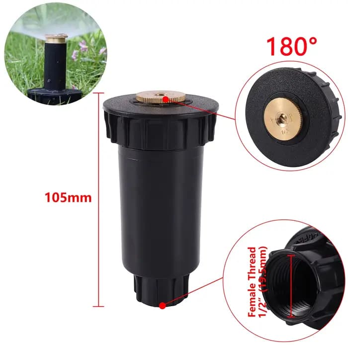 Arroseurs Pop-Up à filetage 1/2 ", 90/180/360 degrés, étirement automatique, dispersonnage, buse ent