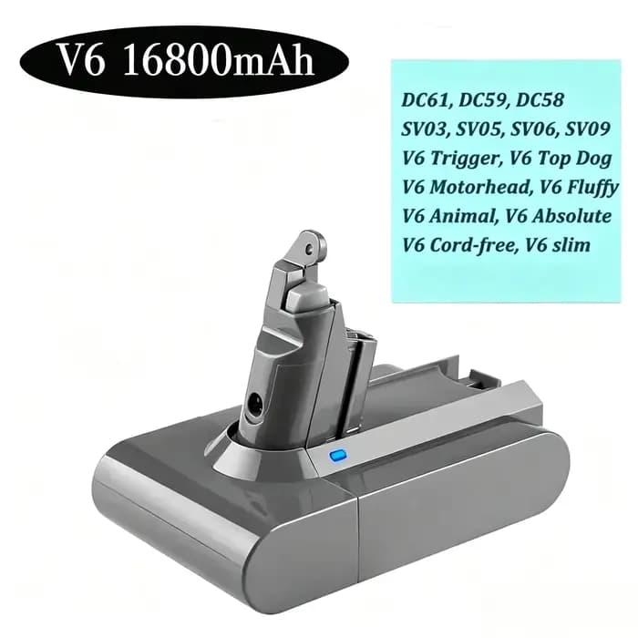 Batterie Li-ion rechargeable pour aspirateur Dyson V6 V7 V8 V10 21.6V 25.2V Haute capacité Compatibl