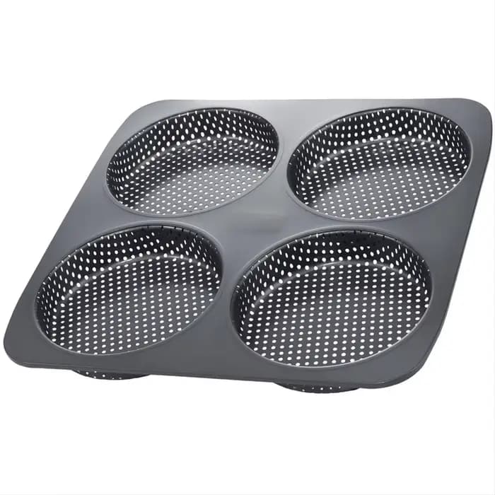 Moule à hamburger antiadhésif en acier au carbone, grande plaque de cuisson de 4 tasses pour les zon