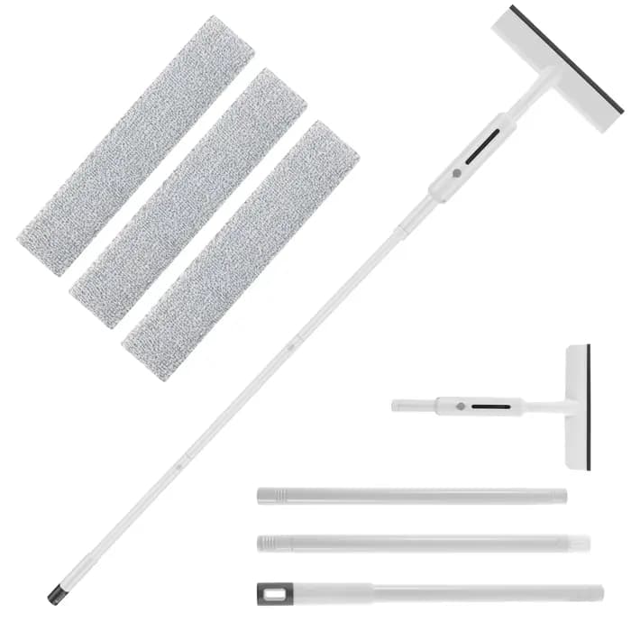 Kit de nettoyage de vitres étendu 2 en 1, Spray Double face, nettoyeur de raclette de verre, plumeau