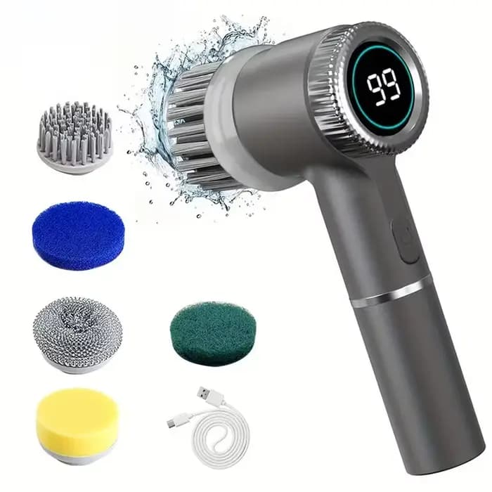Épurateur électrique à rotation avec 5 têtes de brosse remplaçables, épurateur de douche Rechargeabl