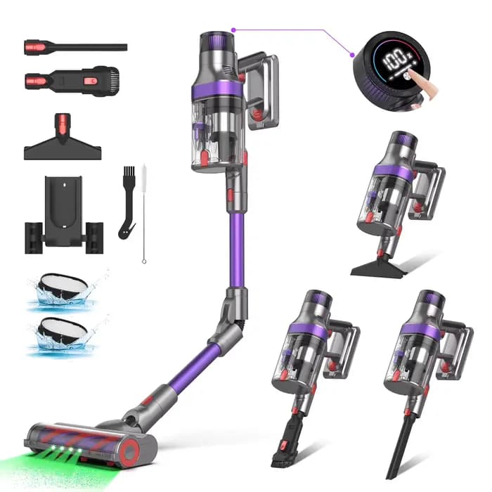 Aspirateur balai sans fil intelligent S700 BLDC500W 37kPa pour tapis, sans sac, à batterie cycloniqu