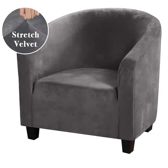 Housse de fauteuil club en velours,habillage étirable et amovible pour sofa de comptoir de bar, chai
