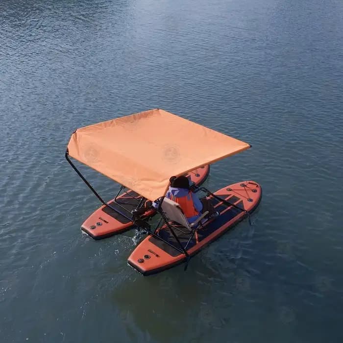 Bateau Catamaran Gonflable Léger et Robuste pour les Loisirs, la Pêche et l'Aventure, Parfait pour l
