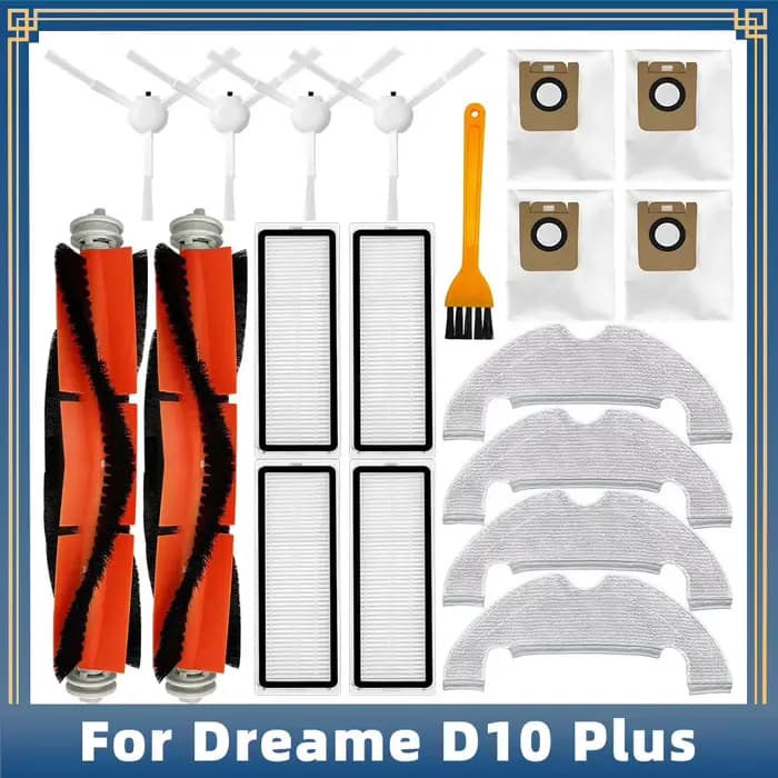 Brosse principale et latérale pour aspirateur robot Xiaomi Dreame Bot D10 Plus RLS3D, filtre Hepa, v