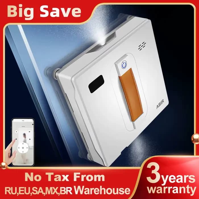 (code promo: HOT888)Robot nettoyeur de vitres ABIR WD8, double pulvérisation d'eau, mémoire intellig