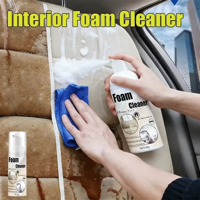 Nettoyant Moussant 2-en-1 pour Sièges de Voiture – Élimination des Taches et Nettoyage des Sièges en