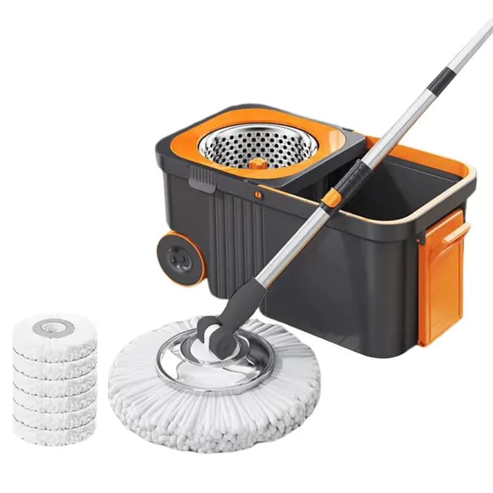 Ensemble de vadrouilles rotatives avec 6 recharges de tête de rechange, poignée étendue, vadrouille 