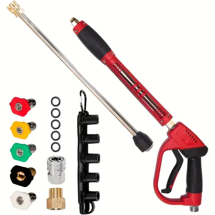 Pistolet de lavage haute pression rouge, pistolet de lavage haute puissance avec extension de lance 