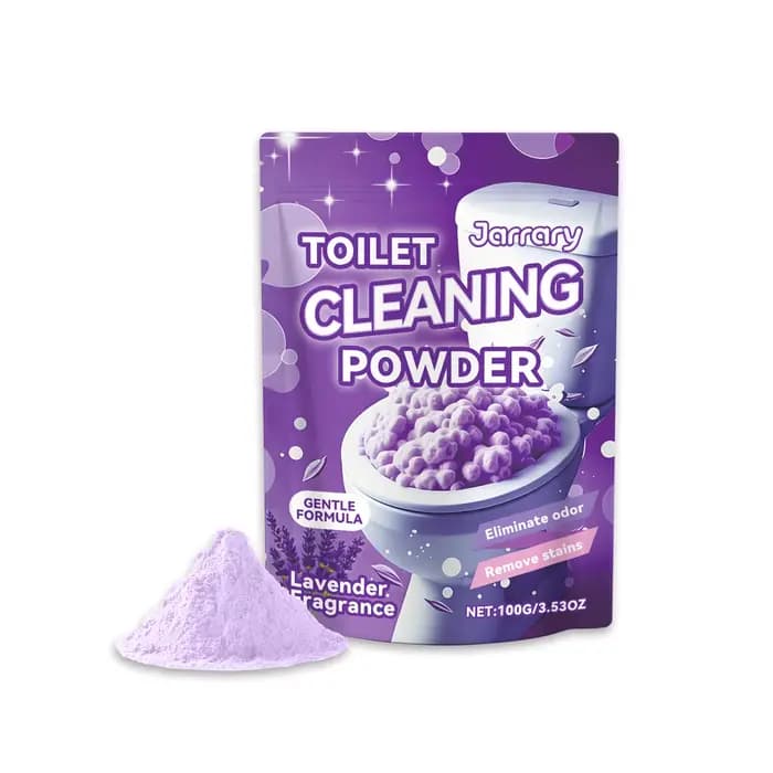 Poudre nettoyante pour cuvettes de toilettes violettes, détachant, détartrant, désodorisant, action 