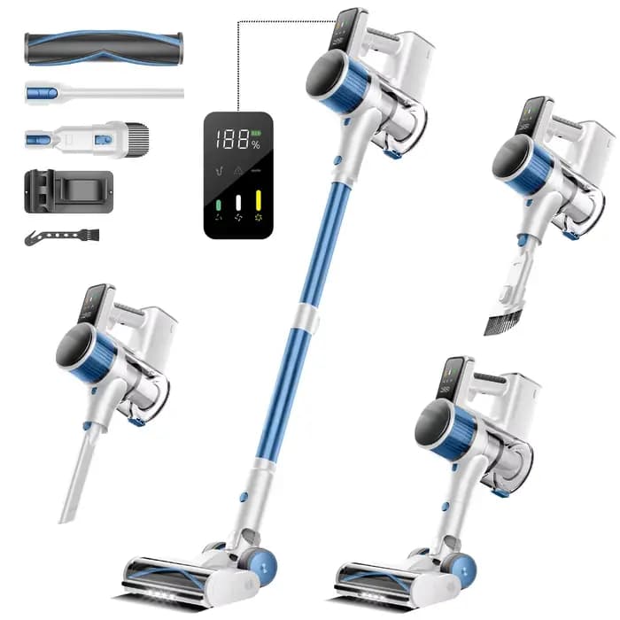 Aspirateur balai sans fil 450W 35Kpa 55 min d'autonomie, autoportant, pour la maison, avec écran LED