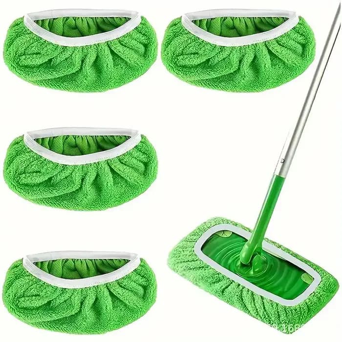 Paquet de 4 tampons de vadrouille en fibres – réutilisables, lavables, adaptés à Swiffer, humide/sec