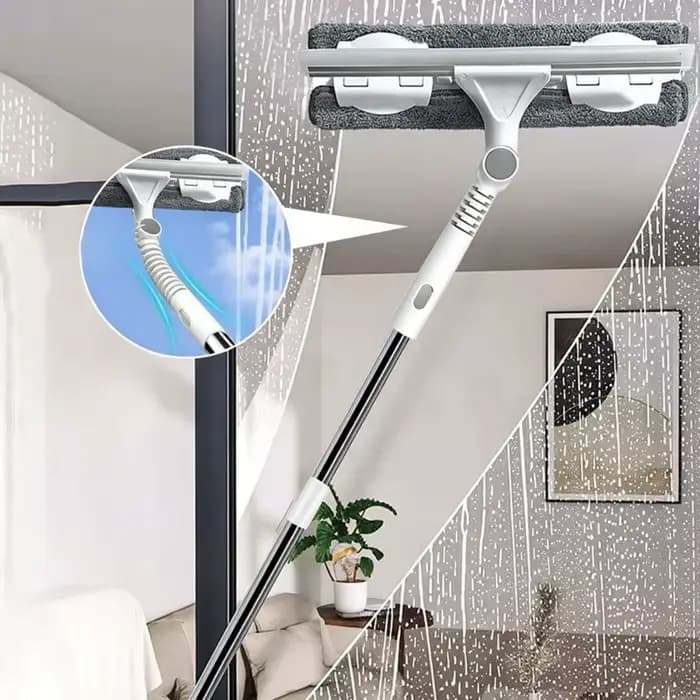 Outil de nettoyage de vitres double face BSEVB avec manche extensible - Nettoyeur de vitres multifon