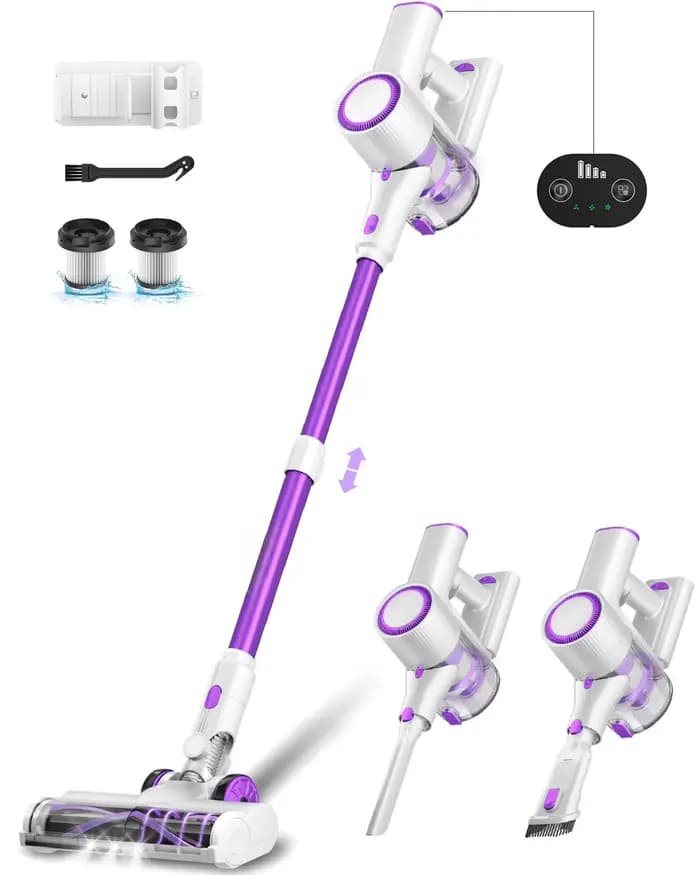 Aspirateur sans fil léger et portable avec 3 modes d'aspiration, autonomie de 45 minutes, rechargeab