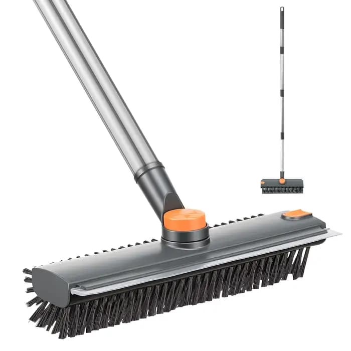 Brosse de nettoyage 3-en-1 avec long manche pour baignoire et interstices de sol, balai de douche av
