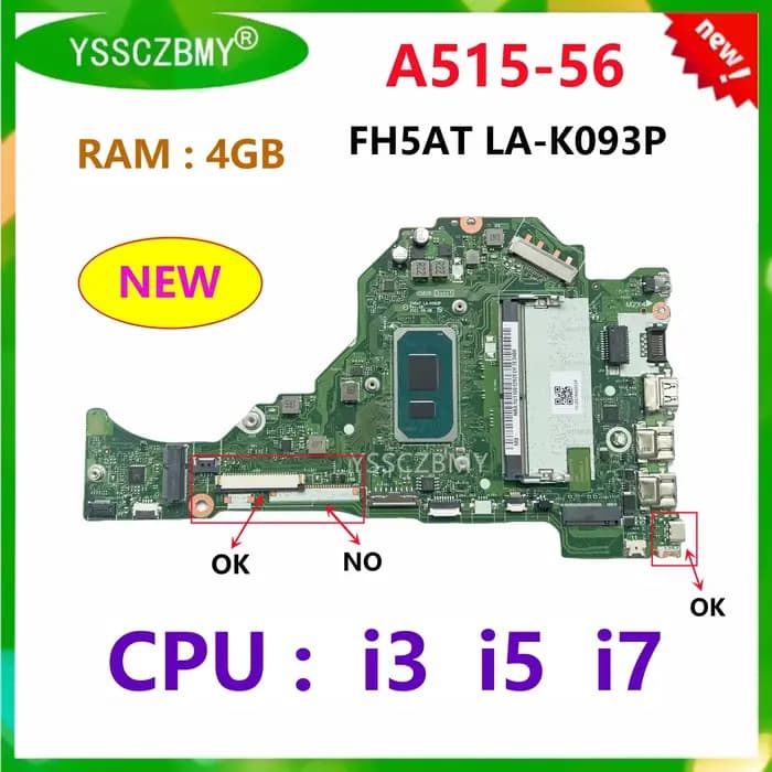 FH5AT LA-K093P carte mère pour Acer Aspire A515-56 carte mère d'ordinateur portable avec CPU i3 i5 i