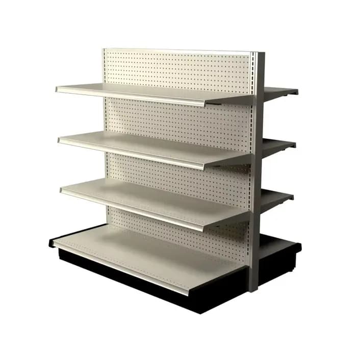 Présentoir double face pour panier suspendu en forme de L avec 3 étagères, 48W 54H 41D, adapté aux s