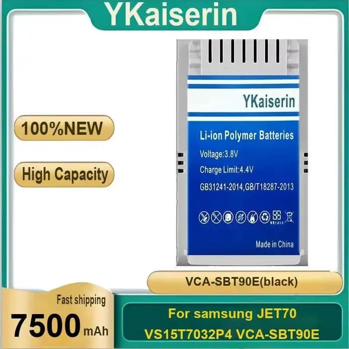 Batterie d'aspirateur pour animaux de compagnie Vca-SBT90E noir 7500Mah pour Samsung JET70 VS15T7032