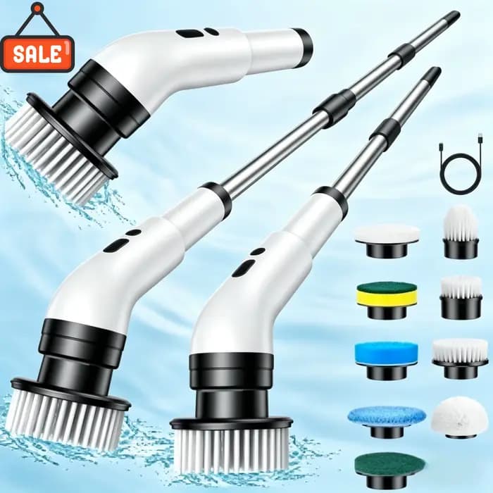 Brosse de nettoyage électrique extensible 9-en-1, nettoyeur multifonctionnel pour la cuisine, le sol