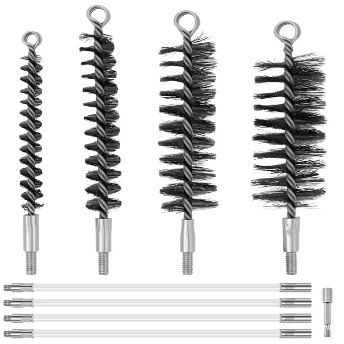 1 ensemble de brosses de nettoyage de tuyaux, brosse de nettoyage de cheminée avec 4 tiges flexibles