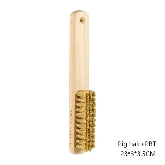 Brosse de nettoyage domestique multifonctionnelle, manche en bois, poils de sanglier, trou de suspen