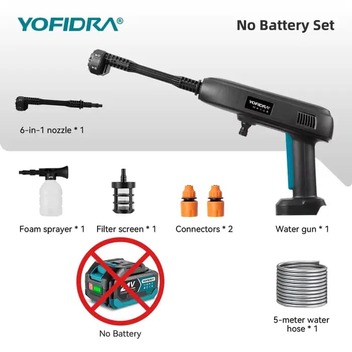 Pistolet de lavage haute pression électrique YOFIDRA avec réservoir d'eau pliable de 22 L, pistolet 