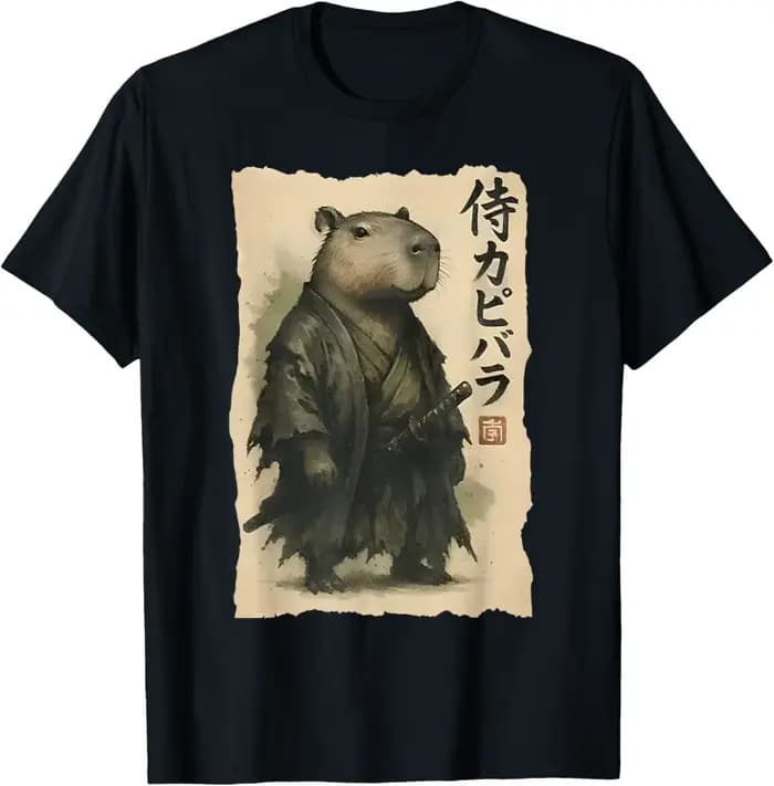 Samouraï Capybara drôle Capybara japonais Animal T-Shirt