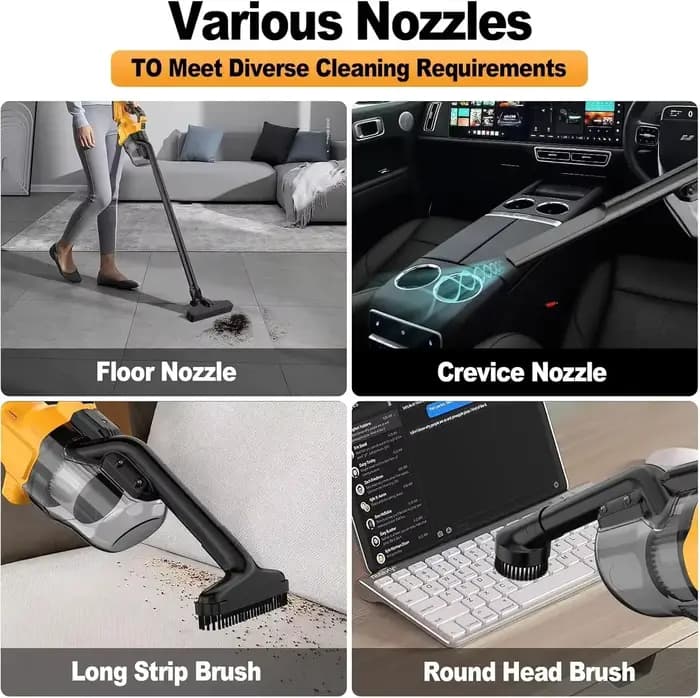 Aspirateur à main avec 2 filtres, aspirateur électrique sans fil pour maison, voiture, nettoyage des