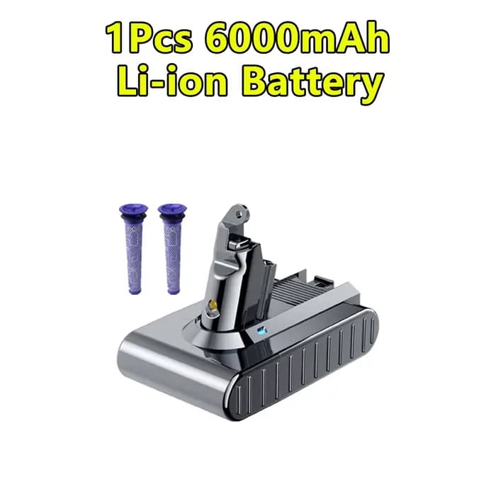 Batterie de remplacement aste pour aspirateur Dyson V6, 21.6V, 6000mAh, DC58, DC59, DC62, SV07, SV09
