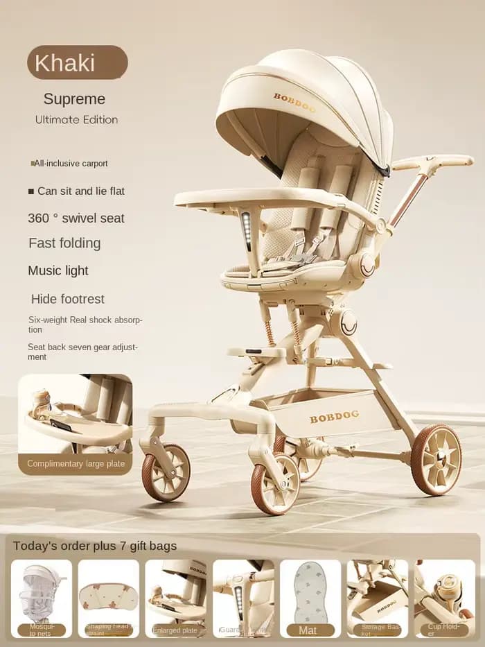 Poussette pour bébés, peut s'asseoir ou s'allonger, légère, pliage en un clic, poussette pour enfant