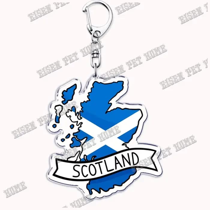 France ecosse pays cartes avec nom acrylique porte-clés porte-clés pour accessoires sac pendentif po