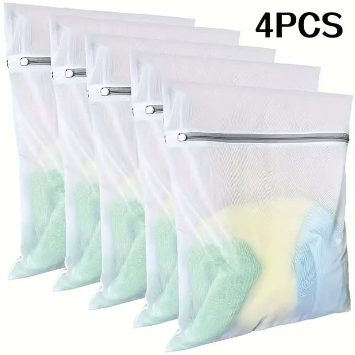 Paquet de 4 sacs à linge en maille fine pour machines à laver à domicile, spécifiquement conçus pour