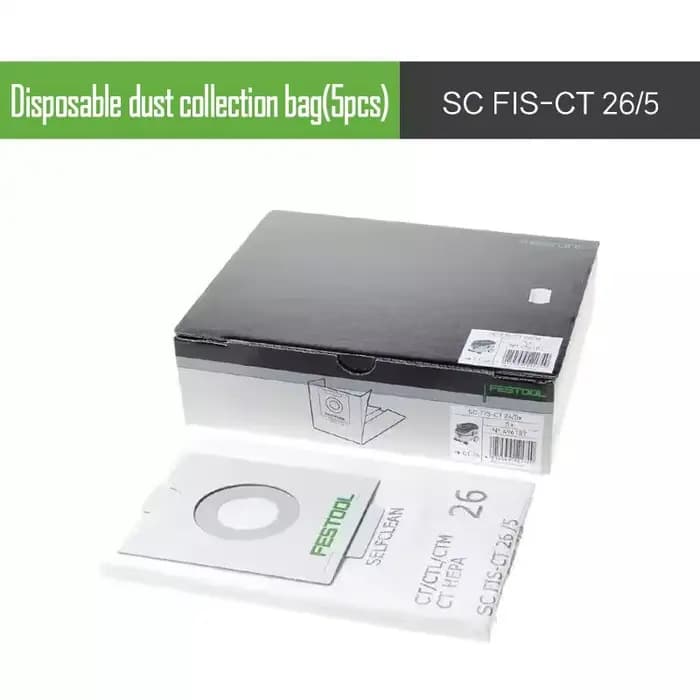 Sac d'aspirateur 5 pièces 26L FESTOOL, accessoire Original CTL 26/36 E ou AC, etc.